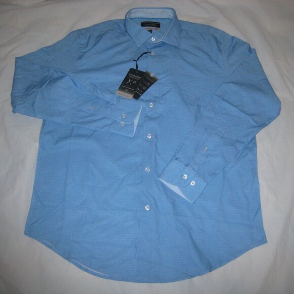 Report Collection Men 360 Movement X4 Stretch Slim Fit Dress Shirt Blue Sz L - Picture 1 of 7